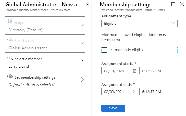 Enabling assignment date ranges