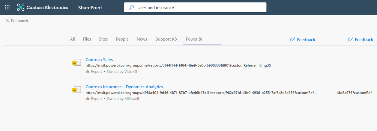 Results from PowerBI coming to Microsoft Search in SharePoint and Office.com