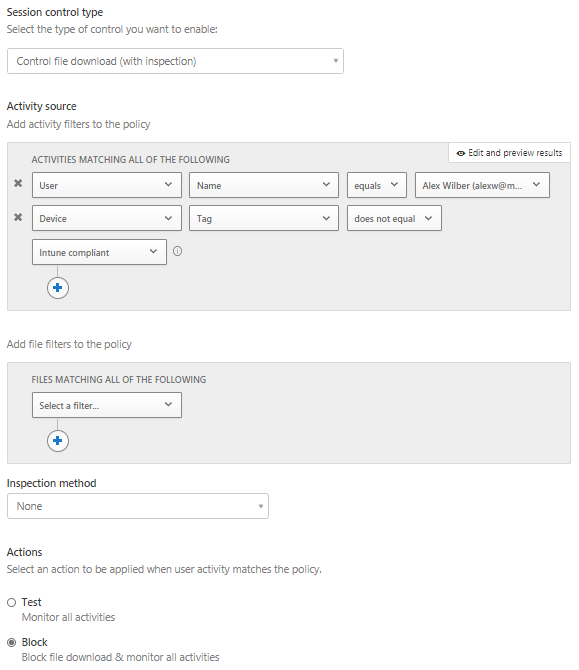 Example policy configuration