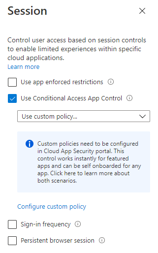 Azure AD conditional access session configuration